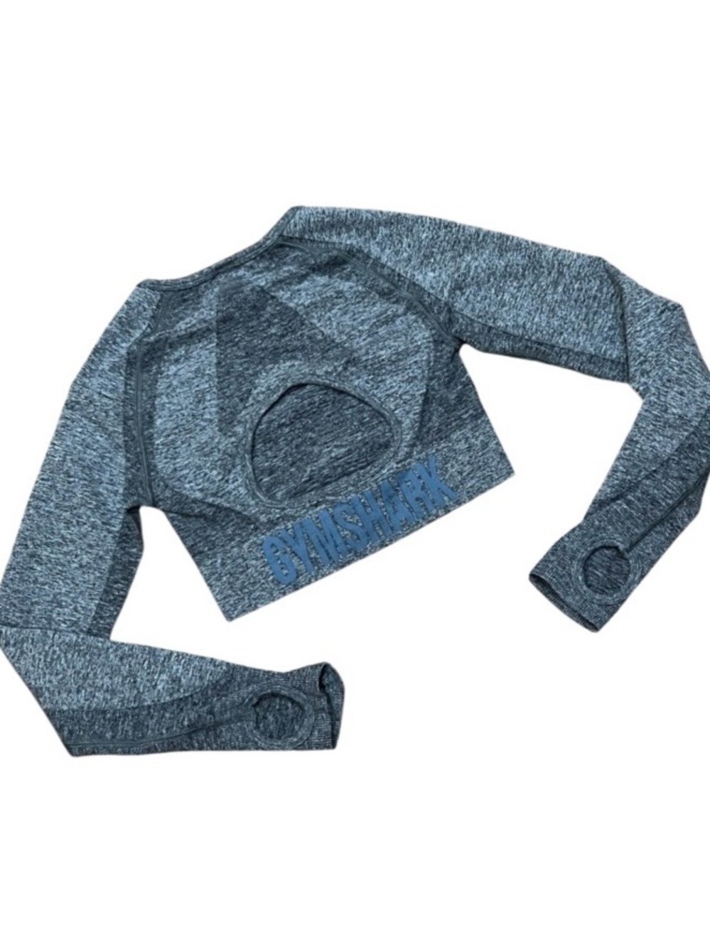Gymshark Heather Grey Cropped Long Sleeve Top Workout Yoga Pilates Size Small